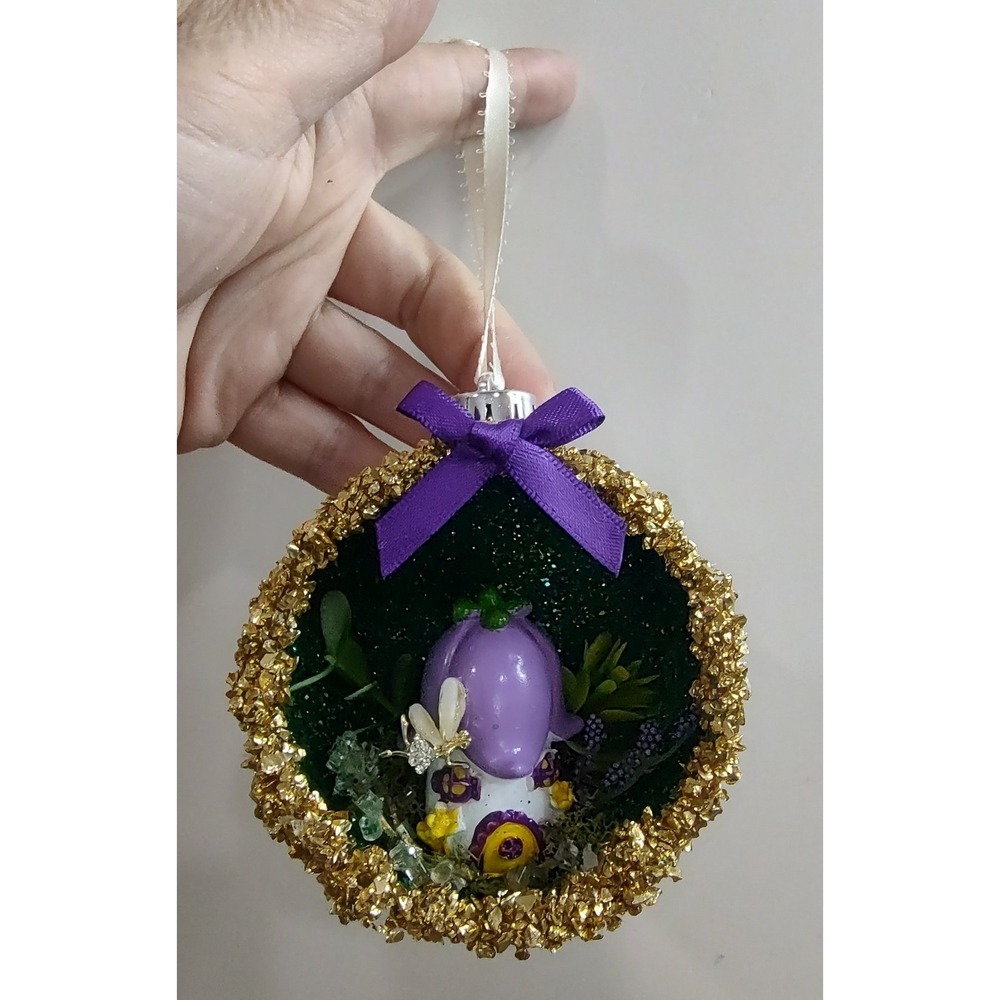 Fairy Garden Christmas Ornament Handmade Shatterproof Rhinestone Pixie OOAK Gift
